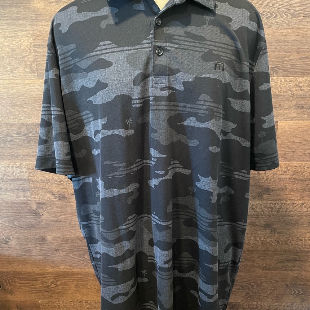 Beachside stealth polo black camo eco golf casual shirt xxl Travis Mathew